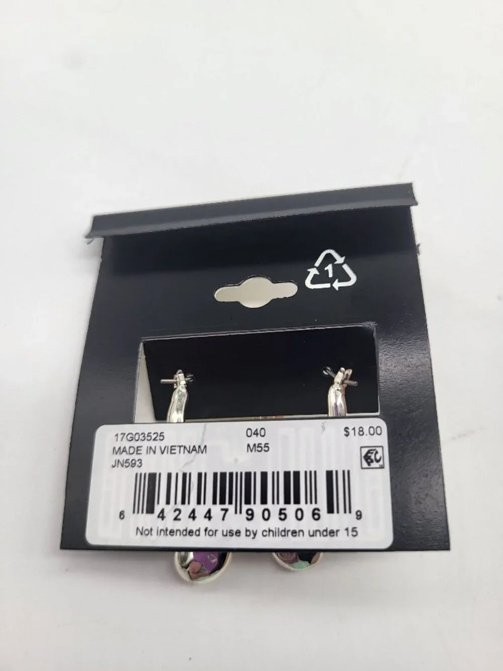 Napier Hammered Look Silver Tone Hoop Dangle Drop Earrings - Picture 3 of 4